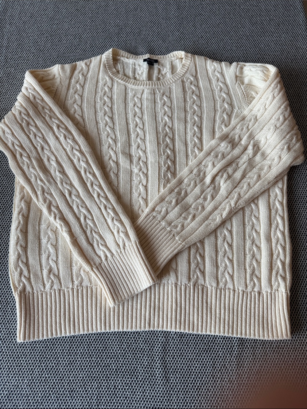 Lwie Classic Cable Knit Women's Sweater - Cream, pale yellow 100% cotton